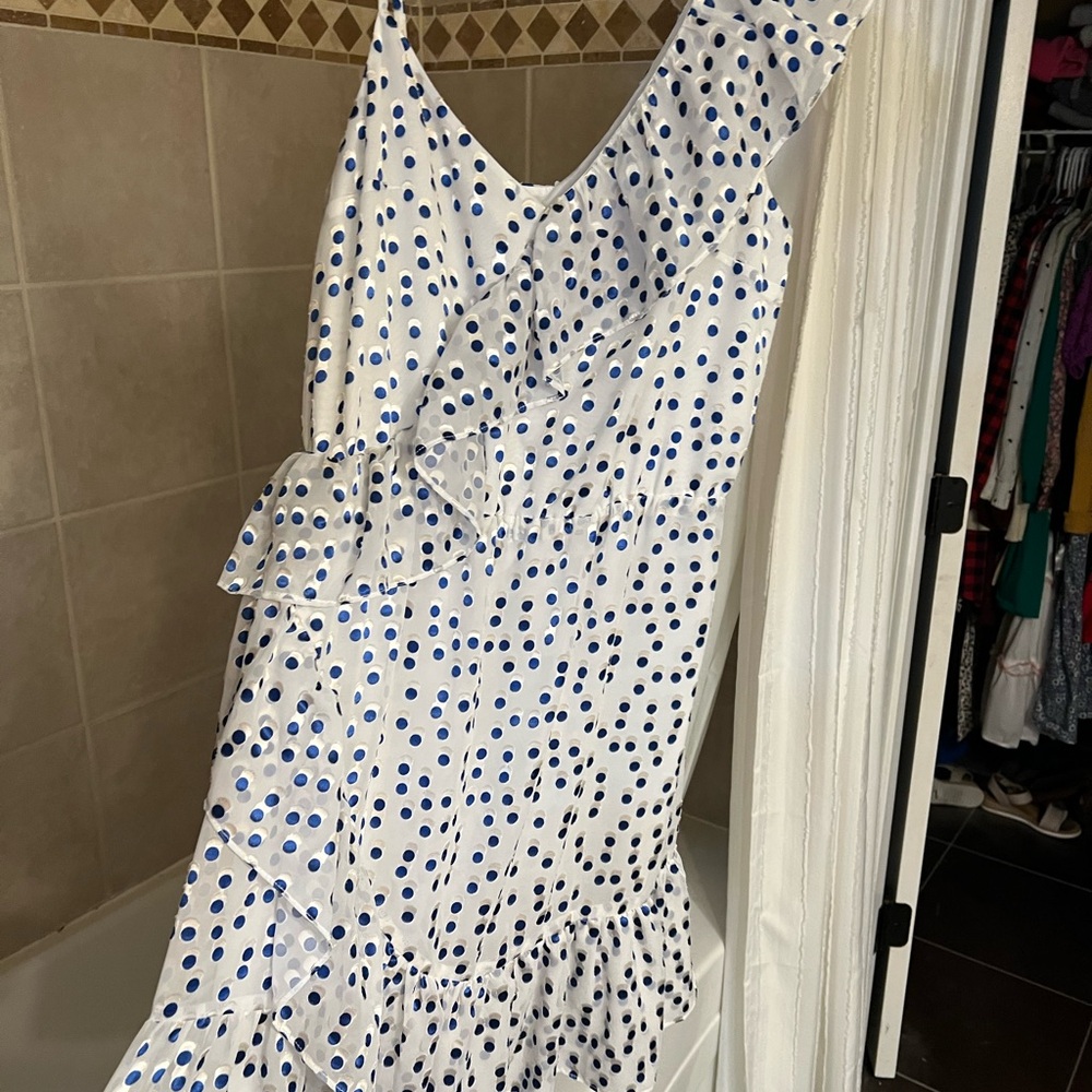 Lilly Pulitzer Madelina Polka Dot  Cascading Ruffle Dress M